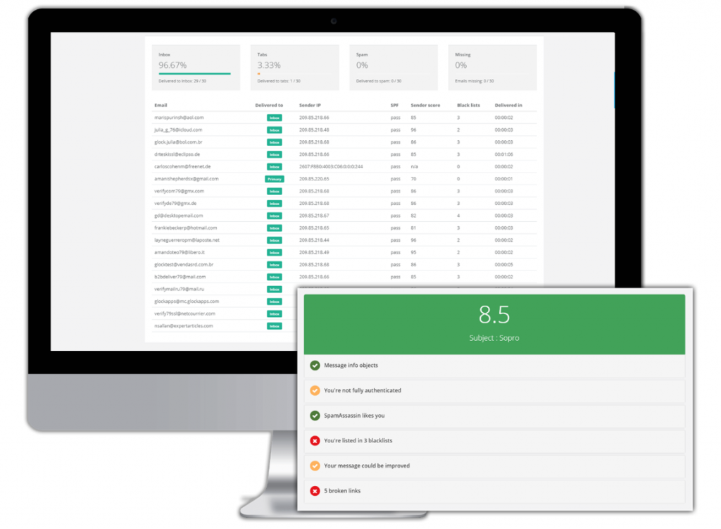 email deliverability tester - Checks your emails to ensure basic deliverability hygiene standards (Checks for DNS config, IP & domain blacklists, technical config and message content red flags