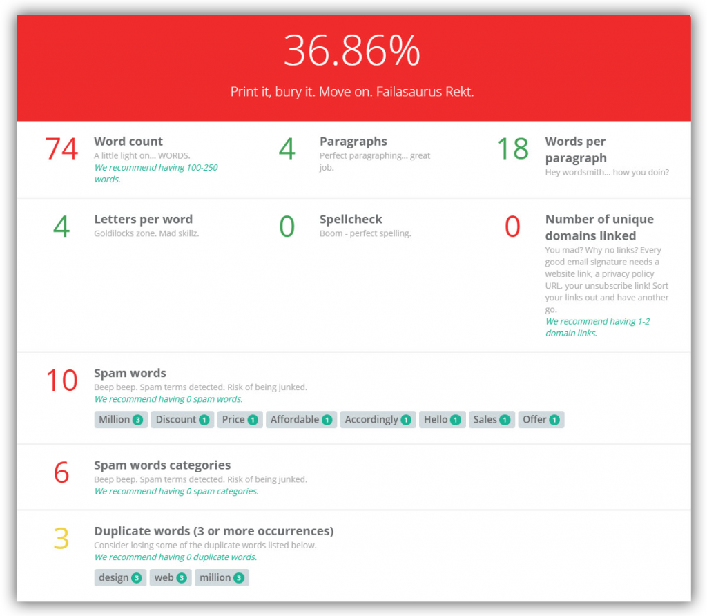 Email Awesomeness Checker - Checks your email copy and ensures it goes beyond awesome 