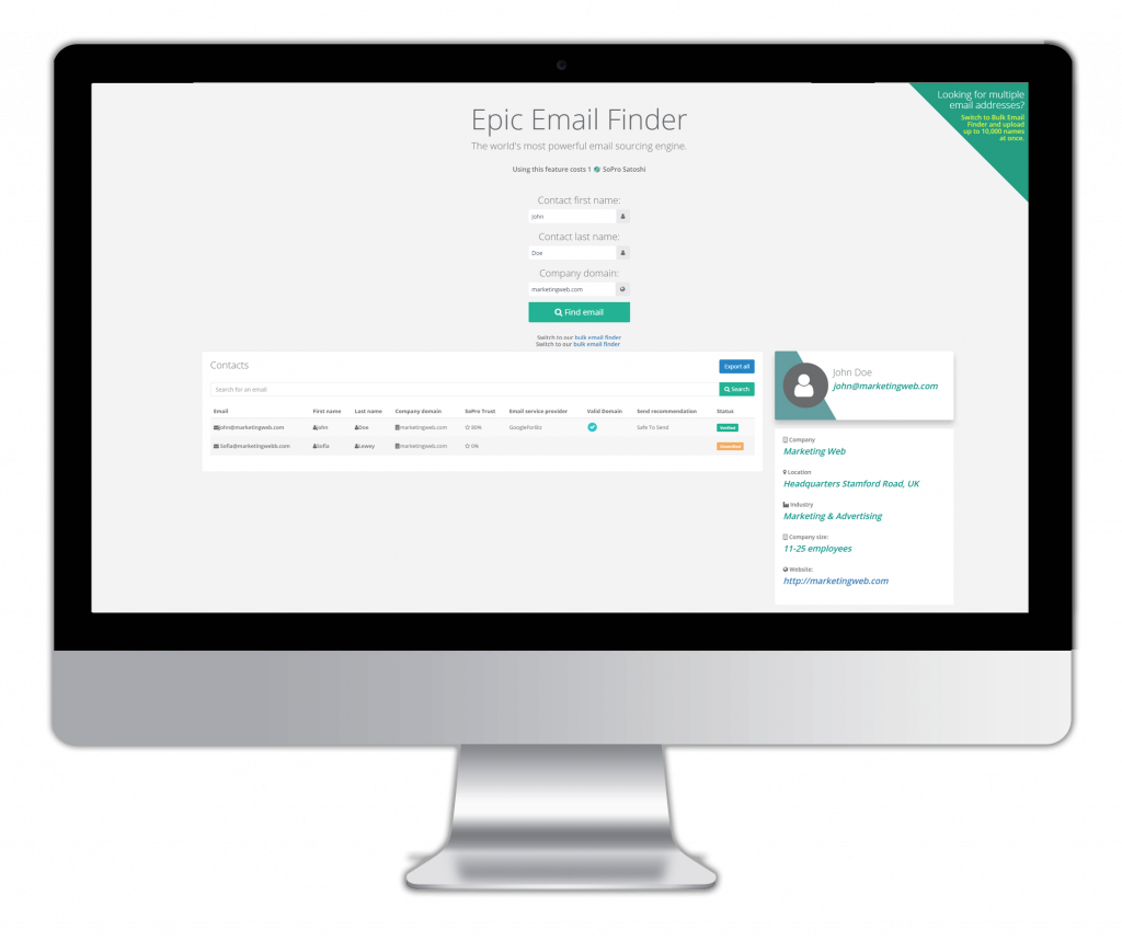 email finder - Finds any email address in seconds. Batch source up to 10,000 email addresses in one go, It’s totally free to use.