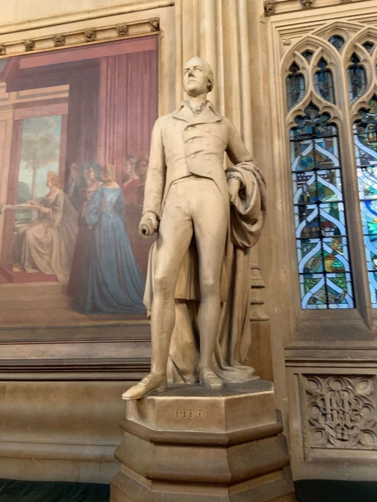 A statue of William Pitt the younger (British Prime Minister has been appointed at the age of 24) - Houses of Parliament. Statues in St Stephen's Hall in the palace of Westminster. 