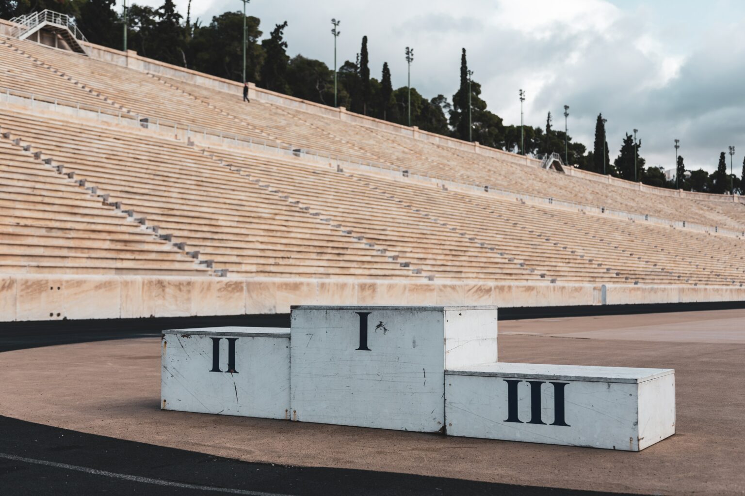 podium in an empty stadium