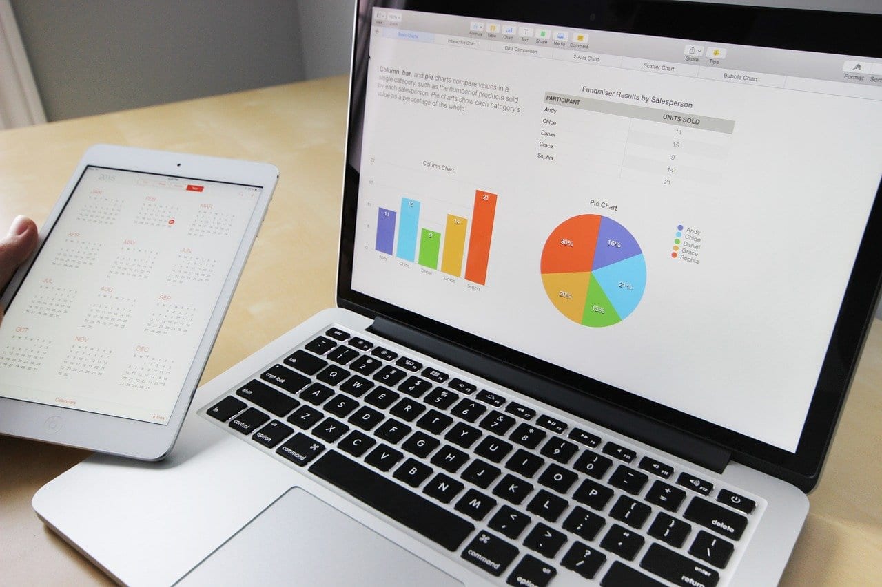 laptop showing graphs and charts