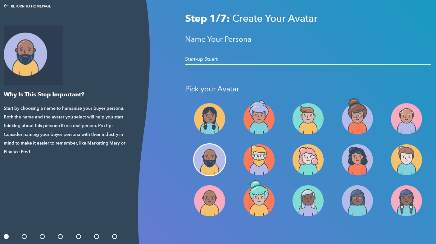 Screenshot of the Hubpost B2B buyer persona builder