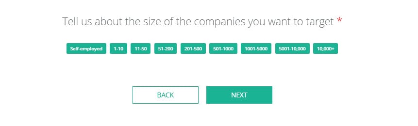 Company sizes, split by group