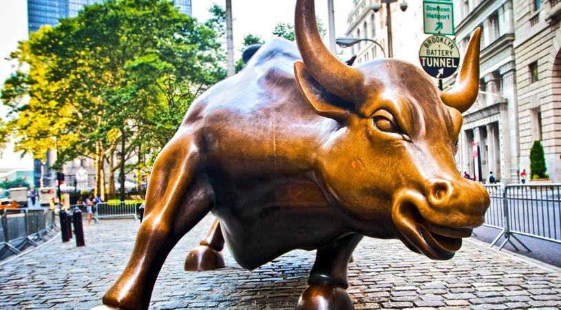 Bull statue on Wall Street, NY, USA