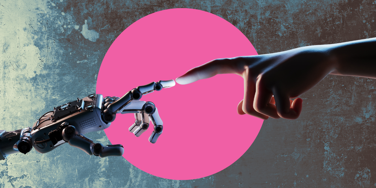 Image showing a robotic hand reaching for a human hand